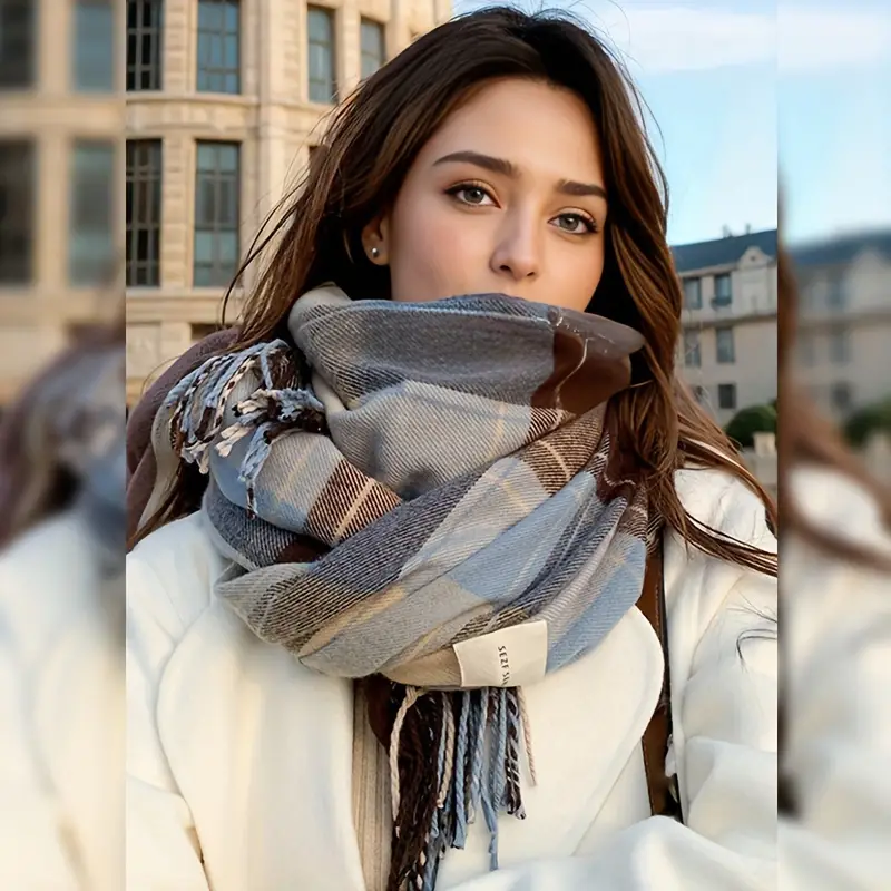 Scarf Female Winter Korean Version of Everything with British Classic Checker Thickened Students Autumn Winter Male Neck Warm Lo