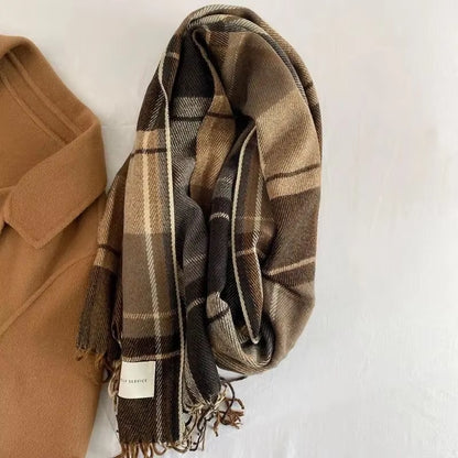 Scarf Female Winter Korean Version of Everything with British Classic Checker Thickened Students Autumn Winter Male Neck Warm Lo