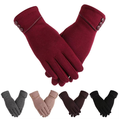 1Pair Women Winter Warm Gloves Touch Screen Fleece Lined Thermal Mittens Driving Ski Windproof Gloves