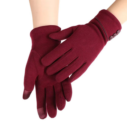 1Pair Women Winter Warm Gloves Touch Screen Fleece Lined Thermal Mittens Driving Ski Windproof Gloves